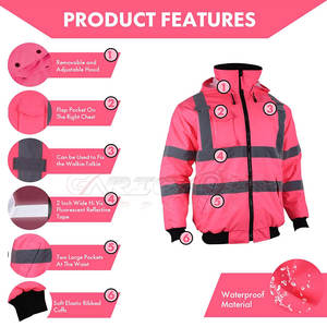 Chaqueta DE SEGURIDAD aislada para clima frío con color brillante y bandas reflectantes Chaqueta DE SEGURIDAD DE MALLA transpirable - Product Image 3