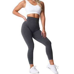 Leggings de compression de gymnastique pour femmes 100% coton nouveauté solide sans couture entraînement athlétique Fitness taille haute hiver tricoté - Product Image 1