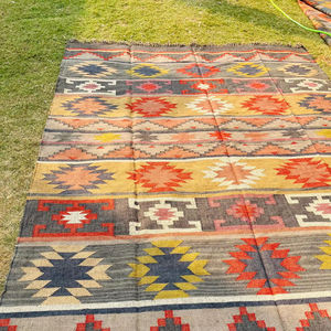 พรมถักมือสำหรับห้องนั่งเล่นในบ้านสวนโรงแรมสไตล์คลาสสิกถักด้วยมือปอกระเจาและขนสัตว์พรมปูพื้นแบบแบน - Product Image 1