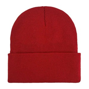 Haute qualité vente chaude femmes hommes couleur unie Beanie personnalisé teint broderie Logo acrylique blanc plaine tricoté chaud hiver chapeaux - Product Image 4