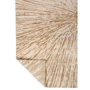 พรมถักมือลายคลาสสิคสีเบจและน้ำตาล ทำจากขนสัตว์และไหม ขนาด 9x12 ฟุต ลายแบบนามธรรม สำหรับตกแต่งห้องนั่งเล่นวัยรุ่น รุ่น AKWS-3026 - Product Image 5