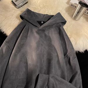 Sudaderas con capucha de ante vintage para hombre, de marca de moda urbana, estilo oversize, con estampado gráfico serigrafiado de 500 g/m². - Product Image 5