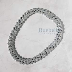 Joyería fina de plata 925 para hombre, cadena de eslabones cubanos de diamante de moissanita de dos tonos de 19MM, cadenas cubanas heladas a la venta - Product Image 5