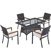 Premium-Qualität Kugu Ireko Modernes Aluminium-Gestell Rattan Outdoor Esstisch Stuhl 5-teiliges Set für Hotel Villa Außenbereich
