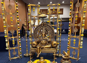 รูปปั้นพระพิฆเนศแบบดั้งเดิมของตกแต่งทางเข้ารูปแบบโบราณของงานแต่งงานรูปปั้นพระพิฆเนศทำมือไฟเบอร์ทำด้วยมือสำหรับบ้าน/กิจกรรม - Product Image 6