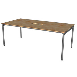 Mesa de Conferencia OMA Serie II con Patas de Hierro 200x100cm Diseño Moderno Minimalista Madera de Caucho HBOM208 Muebles de Oficina para Hoteles - Product Image 3