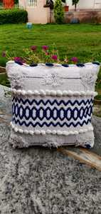 Handloom Knitted Cotton Rugs <b>Cushion</b> <b>Covers</b> Square Shape Decorative Pillows <b>with</b> Marine Floral Printed Pattern Home Use SSTHS081 - Product Image 6