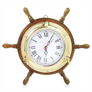 Wholesale Collectible <b>Wooden</b> Ship Wheel Brass Strips Eco-Friendly Wall-Mounted Nautical Gift Home Decoration Ornament - Product Image 4