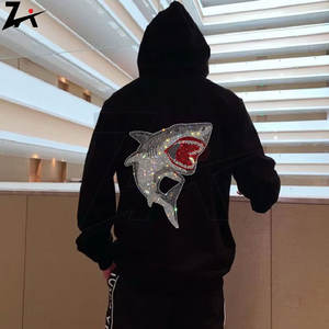 Sudadera de lujo con diamantes de imitación para hombre, ropa de calle informal cálida, Sudadera con capucha, Top de manga larga holgado para otoño e invierno, moda masculina elegante - Product Image 3