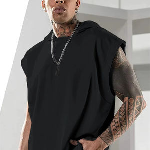 2025 Summer Men's Fashion <b>Hoodie</b> High Quality Fleece Eco-Friendly Polyester/Cotton <b>Sleeveless</b> Vest for Leisure Fitness Street - Product Image 4