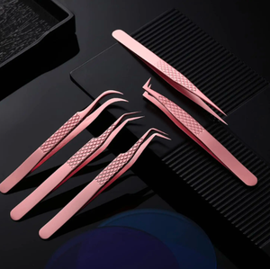 Ensemble de pinces à épiler professionnelles en acier inoxydable 5 pièces pointe en fibre pointue pour l'épilation des sourcils Extension de cils - Product Image 2