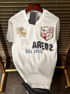 Camiseta de Manga Corta para Hombre, Talla Grande, Seda/Algodón, Color Sólido, 300 Gramos, Anti-Pilling, Cuello Redondo, Casual, Transpirable, Ecológica, OEM - Product Image 4