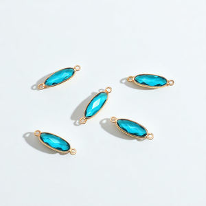 Oval Gold Bezel 5x15 MM Neon Apatite Gemstone Pendant Double Loop Gold Plated Charm for DIY Jewelry Making and Necklace Craft - Product Image 1