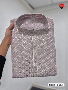 Rayon Kurta pour hommes avec Payjama Collections prêtes à l'emploi pour les vêtements de fonction traditionnels indiens et les vêtements de festival pakistanais - Product Image 3