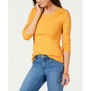 Camicia Lunga da Donna Charter Club in Cotone Pima con Ricamo Floreale, Casual, Colore Oro, Taglia XS - Product Image 1