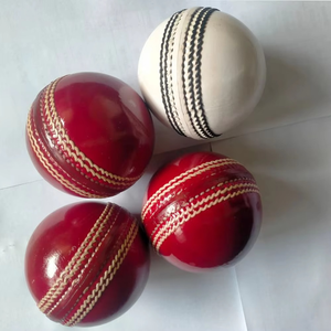 Pelota dura de críquet de Color rojo y blanco personalizada, las mejores pelotas de críquet para entrenamiento, pelota dura de críquet de cuero personalizada a la venta - Product Image 4