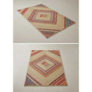 Tapis en jute naturel réversible, tapis tressé à la main, cousu, écologique, durable, tapis rectangulaire en jute chindi - Product Image 2