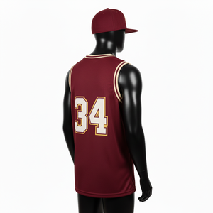 <b>Men</b> Basketball Jersey 180 GSM Breathable Polyester Mesh Maroon <b>Gold</b> Side Panels Heat Press Tackle Twill Custom Logo <b>men's</b> <b>shirt</b> - Product Image 5