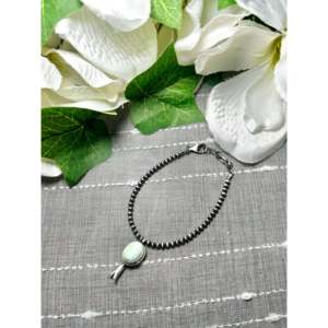 George Rios Vintage Beaded <b>Bracelet</b> Palomino Variscite & Sterling <b>Silver</b> Elegant Vintage Style - Product Image 3