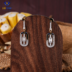 0,77 TDW Esmeralda corte diamante pendiente 18K oro amarillo Labgrown diamante Hpht/Cvd diamante laboratorio piedra - Product Image 1