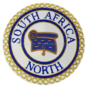 BADGE PROVINCIAL PROVINCIAL MASONIC CRAFT SENIOR & JUNIOR DEACON UNDRESS-FIL DE BULLION DORÉ BRODÉ À LA MAIN-BADGE MAÇONNIQUE FAIT À LA MAIN - Product Image 5