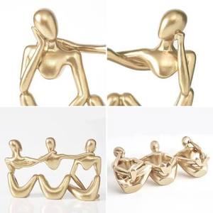 งานประติมากรรมตกแต่งบ้านแบบตั้งโต๊ะ งานฝีมือคุณภาพสูง สีทองและสีดำ - Product Image 4