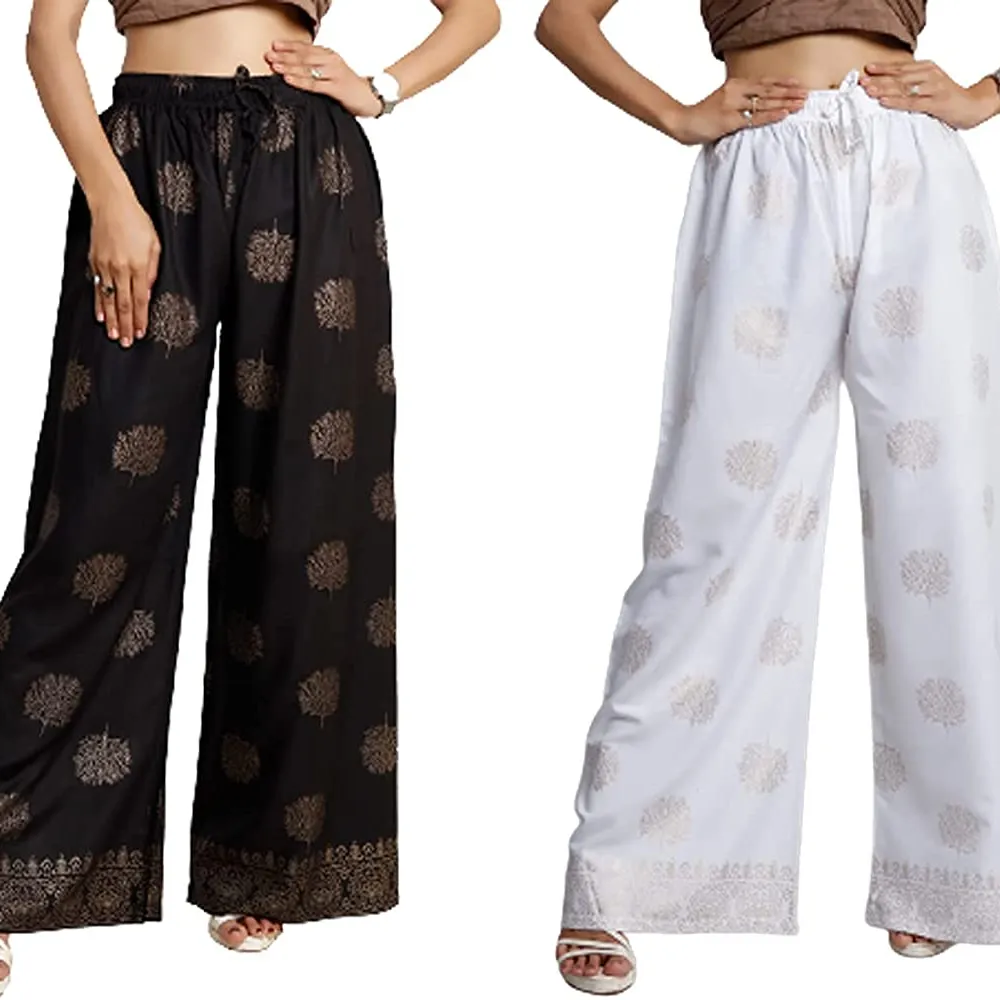 Индийские вискозные черные повседневные Широкие штаны для отдыха с золотым принтом, шаровары для йоги, бохо, хиппи, Цыганские брюки-карго Палаццо