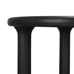 Modern Natural Textured Black Mango <b>Wood</b> Round Dining <b>Table</b> In Pillar Style Legs <b>Folding</b> Easy Movable Best For Home Restaurant - Product Image 6