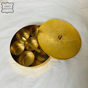 High Demand Brass & Copper Masala Box with Engraved Lid Kitchenware Spice Herb Storage Set Multipurpose Spices Box - Product Image 4