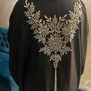 Abayas de rayón bordadas a mano modestas étnicas informales para mujer Kimono con capucha de tamaño XXL con diseño de botones -- = - Product Image 1