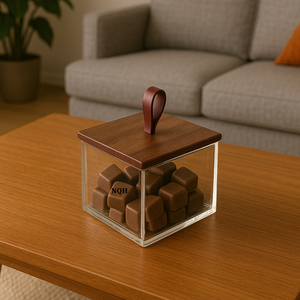 Boîte de rangement de luxe carrée en bois d'acacia et acrylique avec couvercle transparent, gravée sur mesure, faite à la main, pour fruits secs, bonbons, Ramadan - Product Image 6