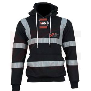 Negro Hi Vis Ropa de trabajo de alta calidad Sudadera con capucha Pull over Hoddie Trabajo DE SEGURIDAD Construcción de cinta reflectante. - Product Image 1