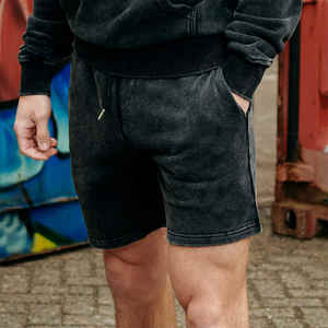 กางเกงขาสั้นผ้าฝ้าย 100% ยี่ห้อ High Street Acid Wash สำหรับผู้ชาย ลวดลาย Distressed Stone Wash ปักโลโก้ตามสั่ง รับผลิตแบบ OEM แห้งเร็ว ระบายอากาศได้ดี - Product Image 4