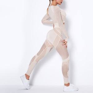 Alta calidad reciclar 2025 ropa de gimnasio mujeres deportes gimnasio conjunto mujeres señoras ropa activa conjuntos Yoga deporte conjunto para mujeres manga larga - Product Image 2