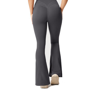 Pantalon évasé slim pour femmes Logo personnalisé Pantalon de yoga évasé Leggings taille haute Leggings bootcut décontractés Pantalons - Product Image 5