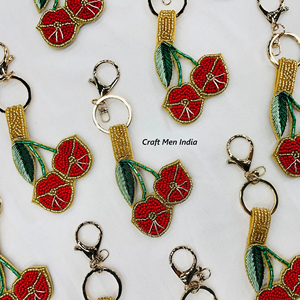 Customized cherry Multicolor Indian Hand Embellished Seed Beaded Key Chains Trendy <b>Hairbands</b> with Beaded Key Chains - Product Image 1