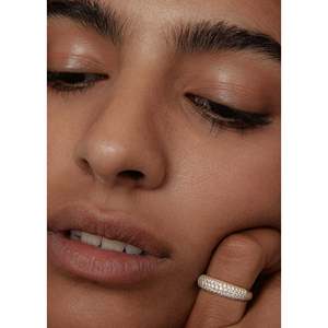 Scarlett Fashionable Eternity Gold <b>Ring</b> 18K Rose Gold Plated Pav Diamond Dome <b>Statement</b> <b>Ring</b> for Engagement Cut Diamond Inlay - Product Image 4