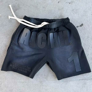 Shorts en coton personnalisés avec impression puff LOGO Broderie usée Shorts délavés au soleil Shorts à bordure coupée Shorts délavés à l'acide Hommes - Product Image 3