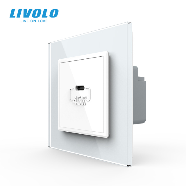 USB-C 45W Wall Power White Color EU Standard Electrical Device Indoor Charging Device Type C Power Outlets Wall Socket
