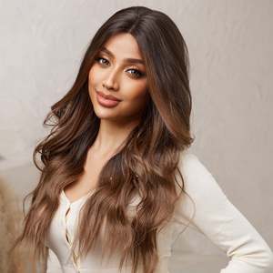 DWY 24 Inch for Ombre Flax Brown Long Curly <b>Wig</b> with Transparent Lace Front BL66010-2 for Women - Product Image 2