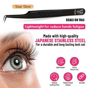 Pince à épiler professionnelle pour extensions de cils à pointe en fibre, courbée et droite, à pointe fine, à nano-pointe à 90 degrés, marque privée - Product Image 5