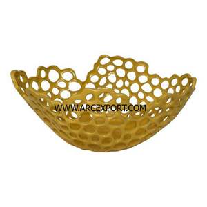 Fait de métal aluminium grande taille bols de service de fruits décoratifs concepteur antique plaqué or fruits bol de service utilisation de la cuisine - Product Image 6