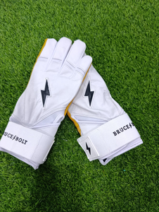Guantes de Bateo de Cuero Blanco, Ecológicos, Ambidiestros, Acolchados, con Cierre de Velcro, Unisex, para Adultos, para Entrenamiento - Product Image 2
