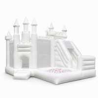 Château gonflable combiné en PVC avec toboggan, piscine à balles et tours pour location événementielle
