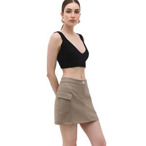 Falda Elegante de Cintura Imperio para Mujer, Tejida y de Punto, con Volantes y Estampados, Estilo Casual a Formal, Talla XS para el Trabajo - Product Image 3