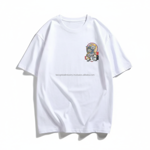 T-shirt graphique tatouage chat pour hommes, style festival japonais, blanc, Harajuku, streetwear oversize, en coton tricoté de qualité supérieure - Product Image 6