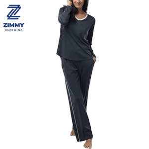 Conjunto de ropa de dormir con personajes de dibujos animados para mujer, tela de punto con cintura elástica para primavera, fábrica al por mayor - Product Image 3