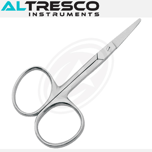 Hoja recta de tijera Iris con tijeras de logotipo personalizado Anillos de dedo grandes de acero inoxidable Hoja inferior dentada disponible - Product Image 4