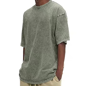 T-shirts vintage délavés à l'acide pour hommes avec logo personnalisé style unique T-shirts OEM à coupe parfaite T-shirts surdimensionnés à épaules tombantes avec logo - Product Image 1
