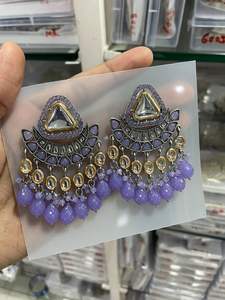 INDIAN LATEST TRADITIONAL KUNDAN HIGH <b>GOLD</b> PLATED WITH PEARL DESIGNER BEAUTIFUL FANCY KUNDAN EARRINGS <b>SET</b> for WOMEN and GIRLS - Product Image 5